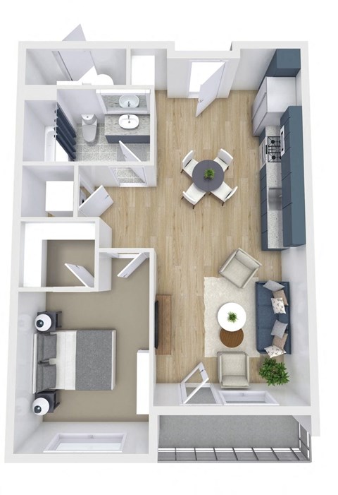 Floor plan for 1 bed, 1 bath, 650 sqft